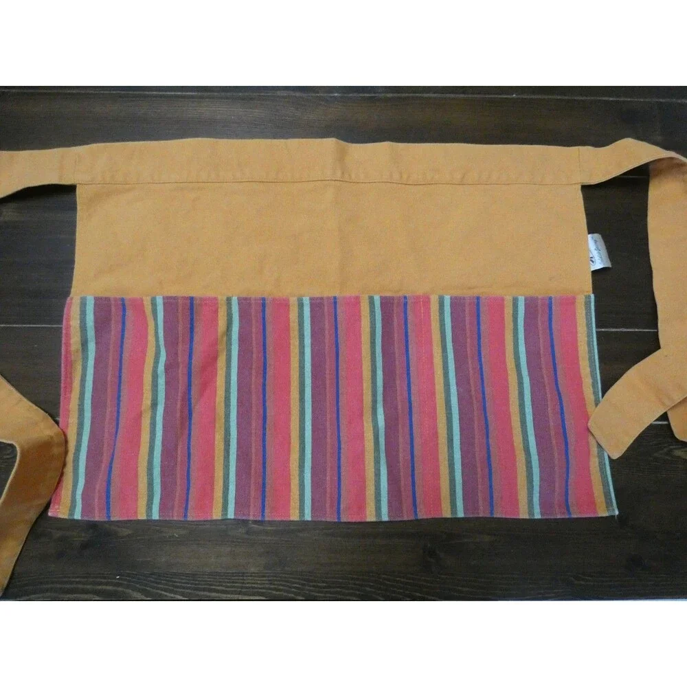 Isabella's Journey Multicolor Canvas Apron Waist Half 3 Front Pockets Striped